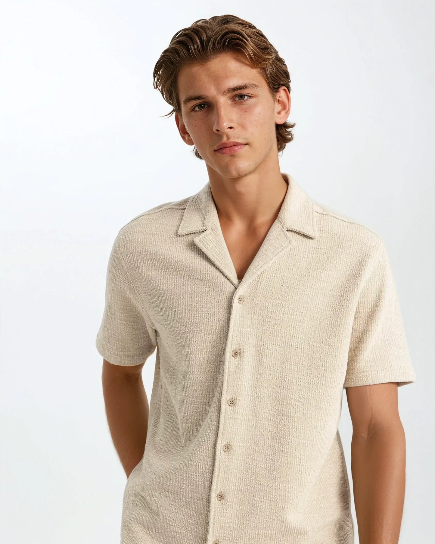 Beige Vaffel Skjorte