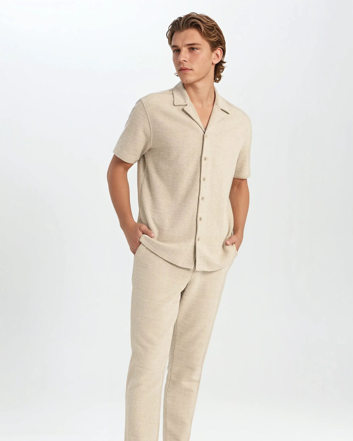 Beige Vaffel Skjorte