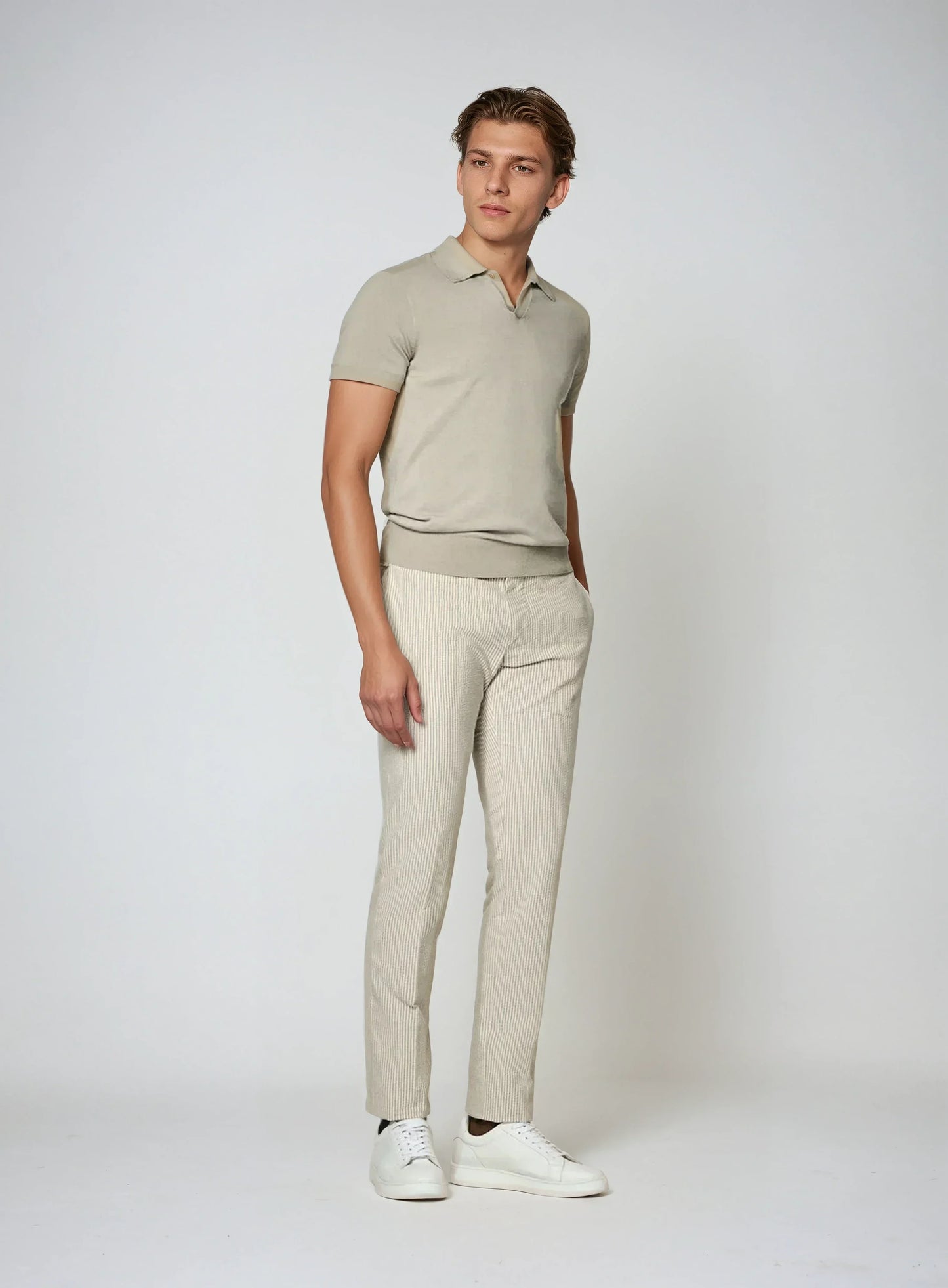 Knappesløs Polo - Taupe