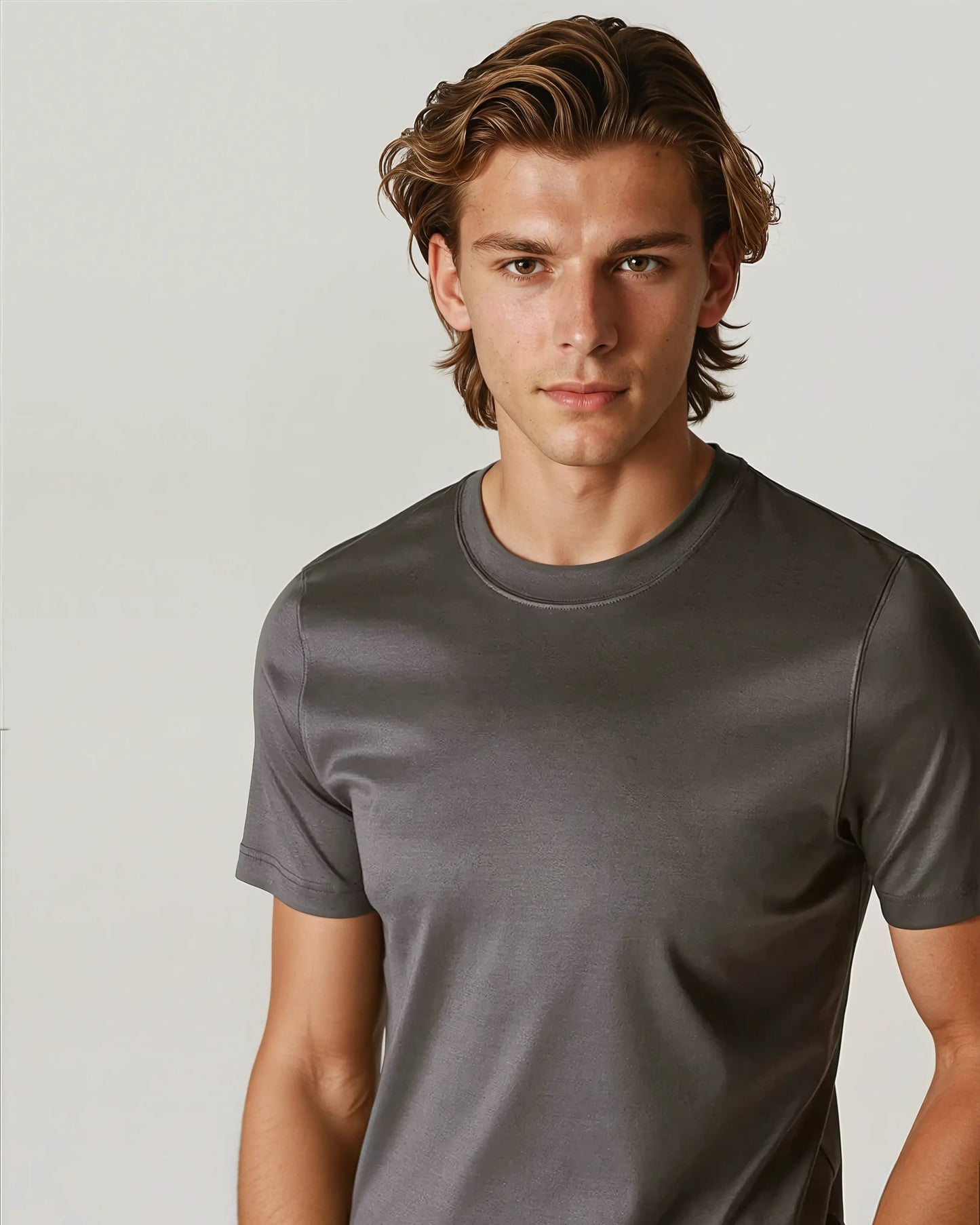 Bomuldsshirt – Brun