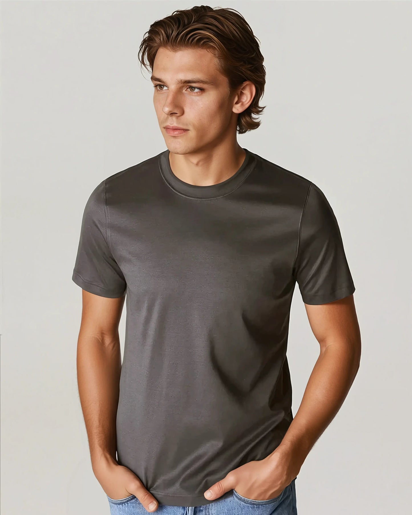 Bomuldsshirt – Brun