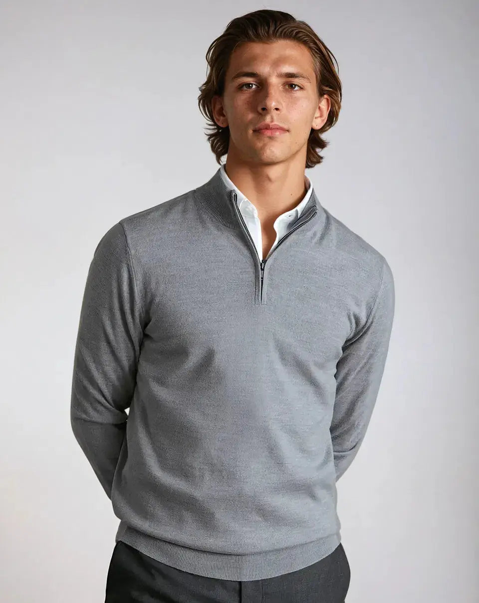Halv-zip sweater – Mørkegrå