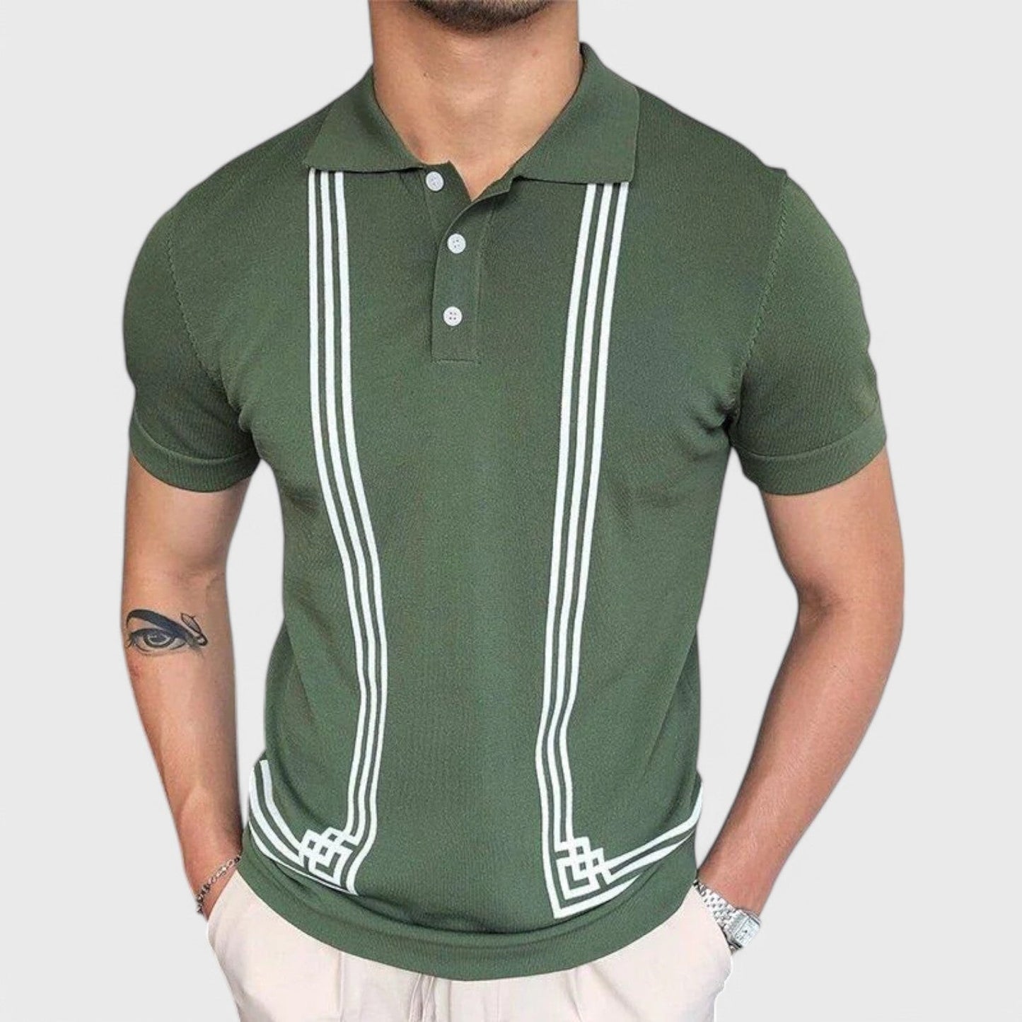 Stripete polo T-shirt til mænd