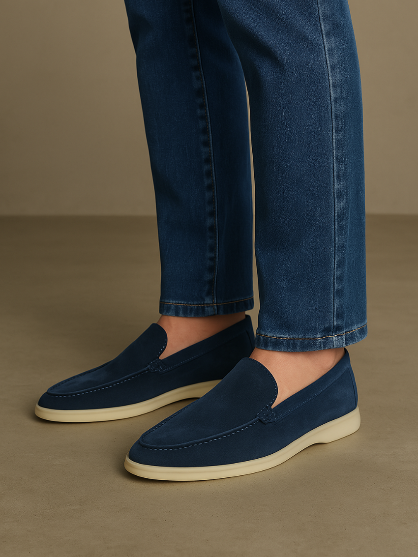Velours Loafers – Dybt Blå