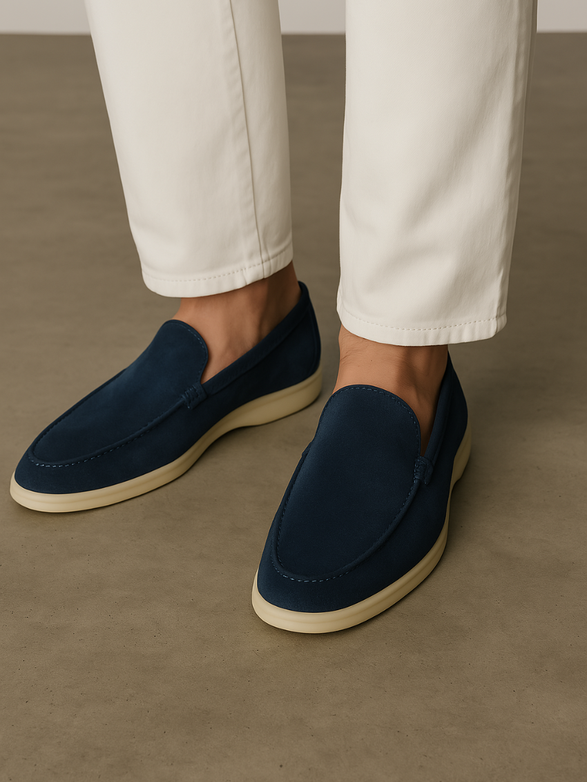 Velours Loafers – Dybt Blå