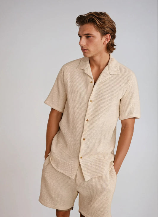Beige Vaffel Skjorte