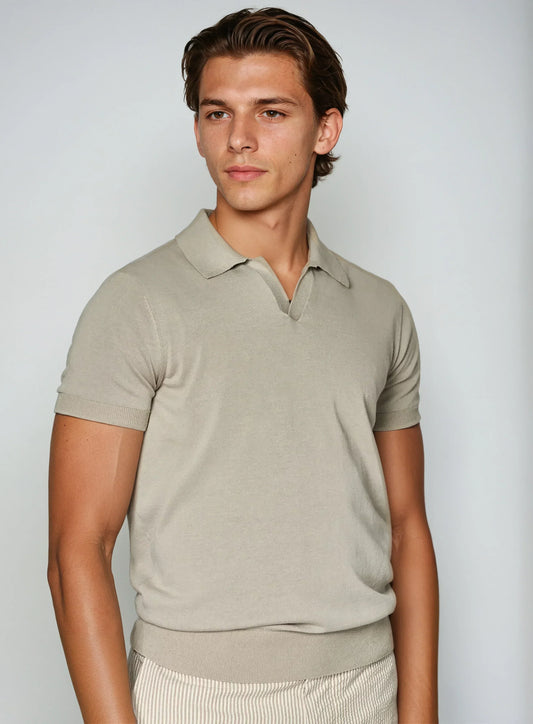 Knappesløs Polo - Taupe