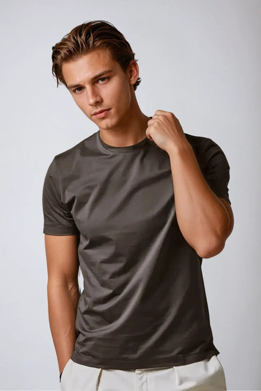 Bomuldsshirt – Brun