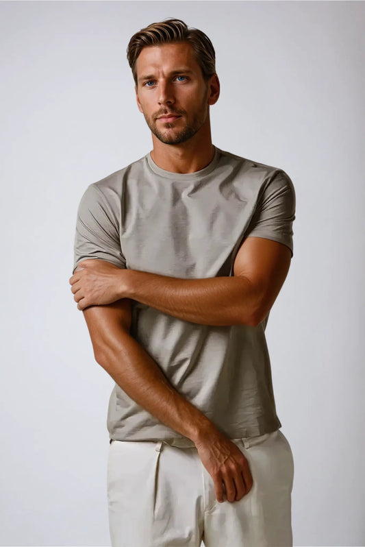 Bomulds-T-shirt – Taupe