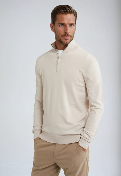 Halv-zip sweater – Beige