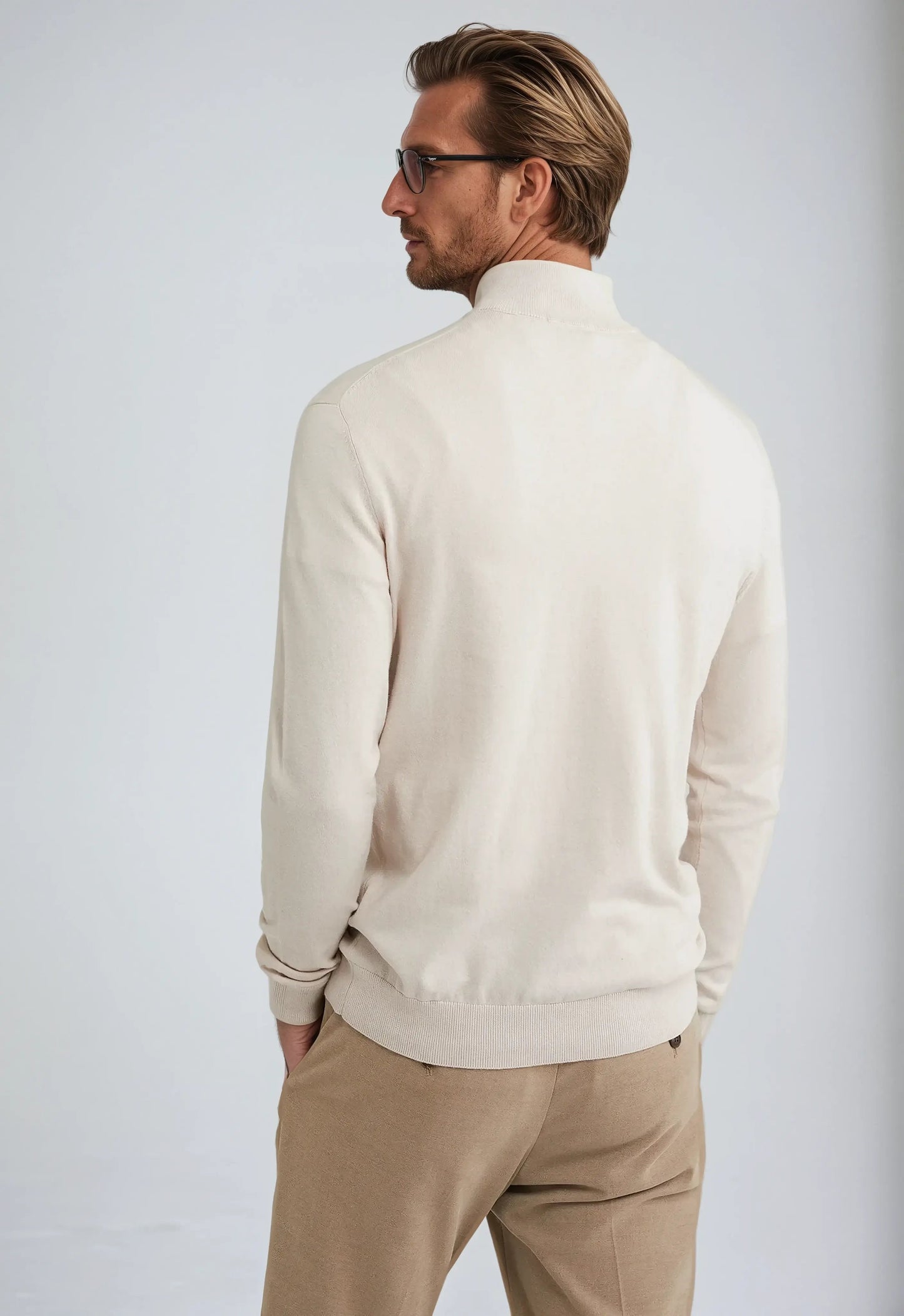 Halv-zip sweater – Beige