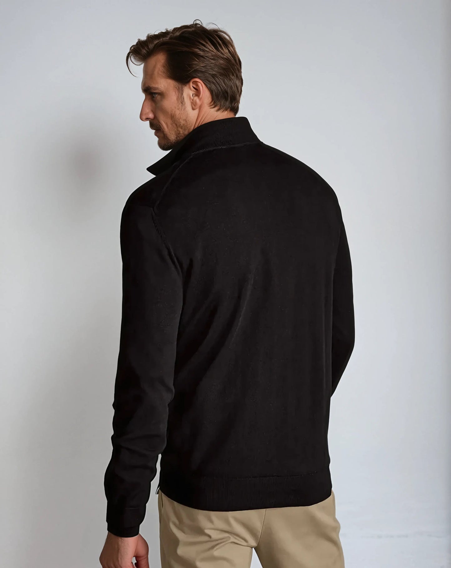 Halv-zip sweater – sort