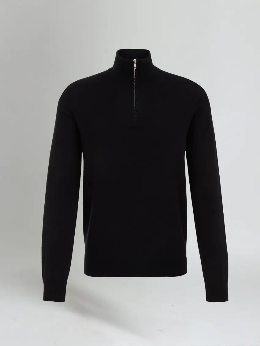Halv-zip sweater – sort