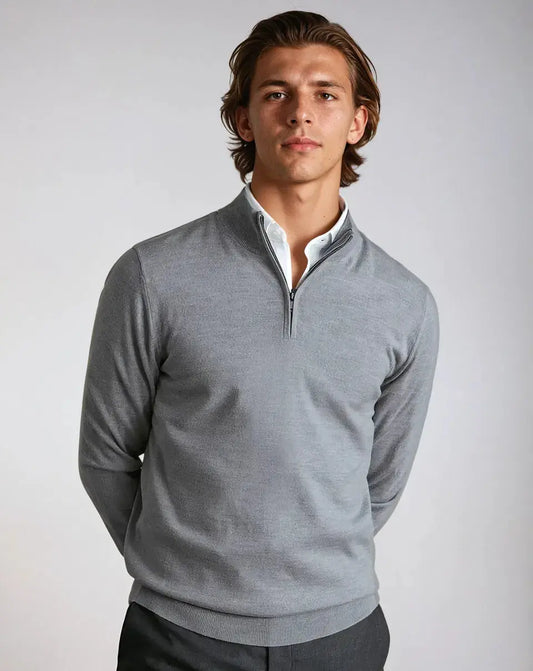Halv-zip sweater – Mørkegrå