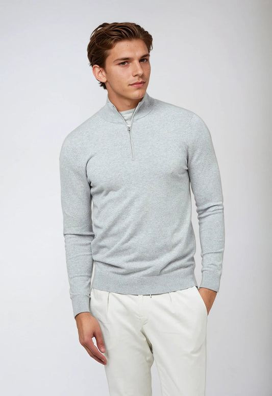 Halv-zip sweater – Lysegrå
