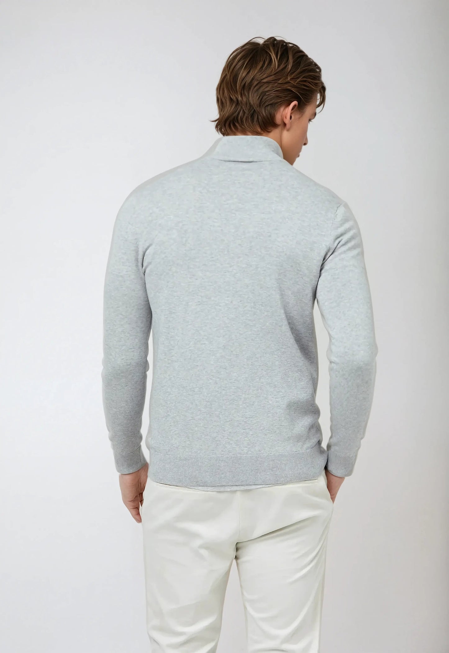 Halv-zip sweater – Lysegrå