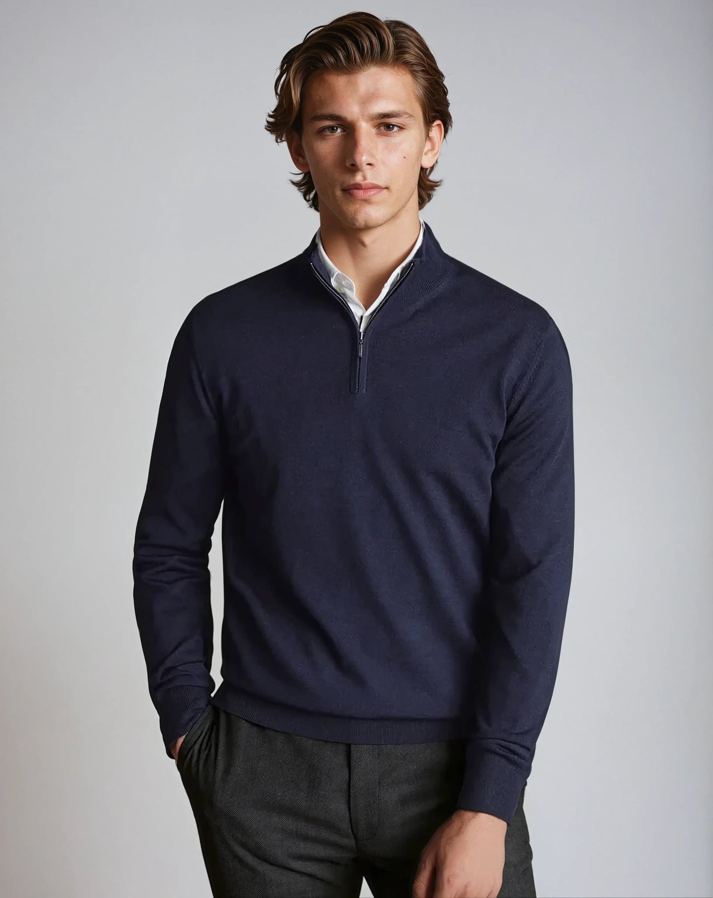 Halv-zip sweatshirt – Navy
