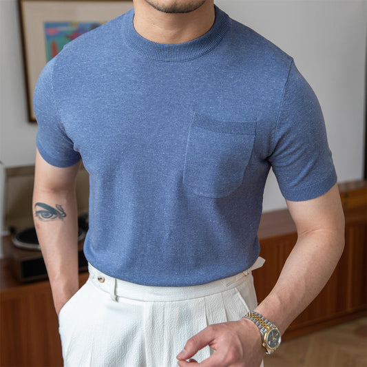 Strikket linnedblanding T-shirt