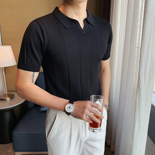 V-hals kortærmet polo shirt
